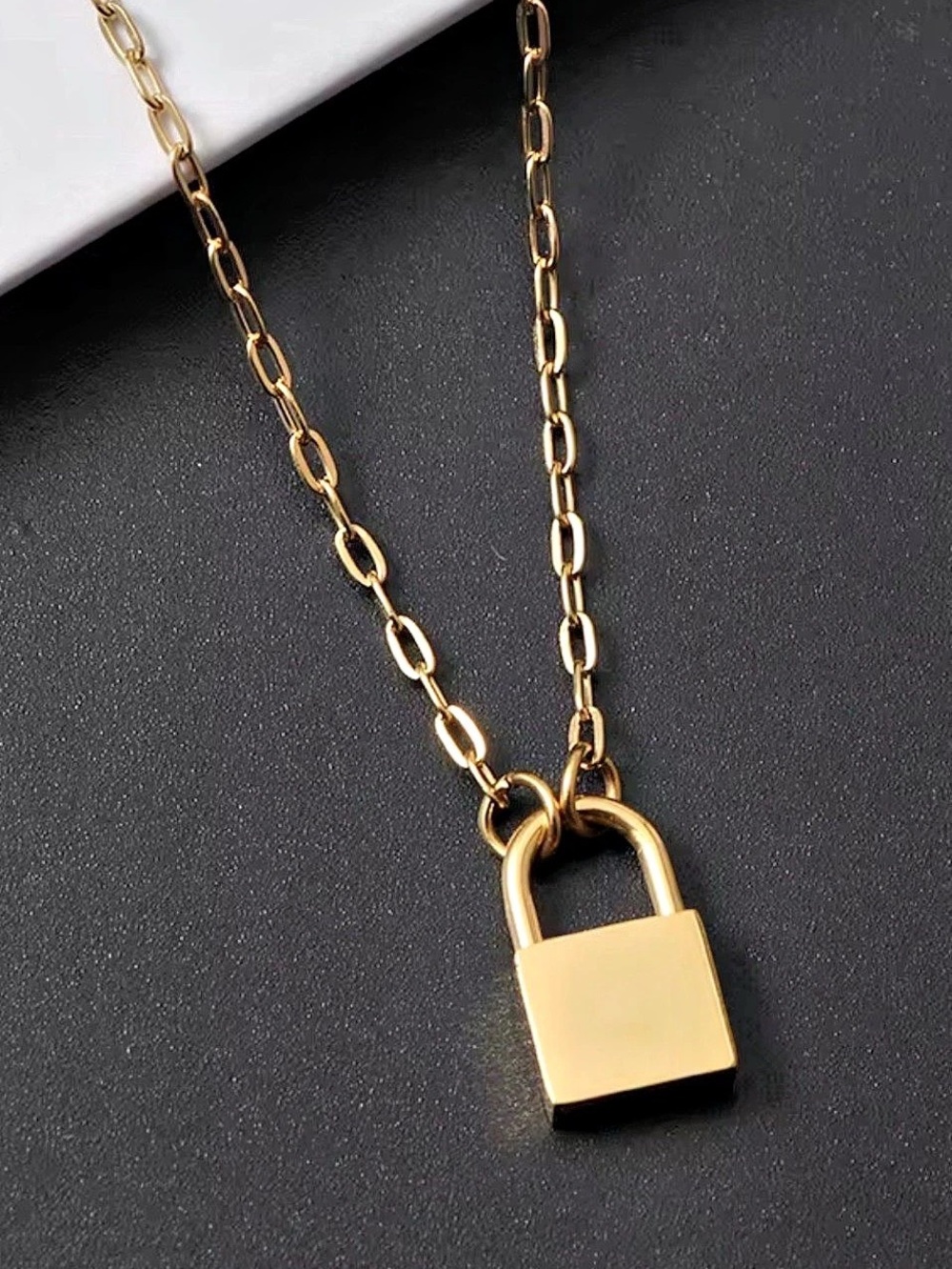 Gold-Tone Padlock Pendant Necklace Like New